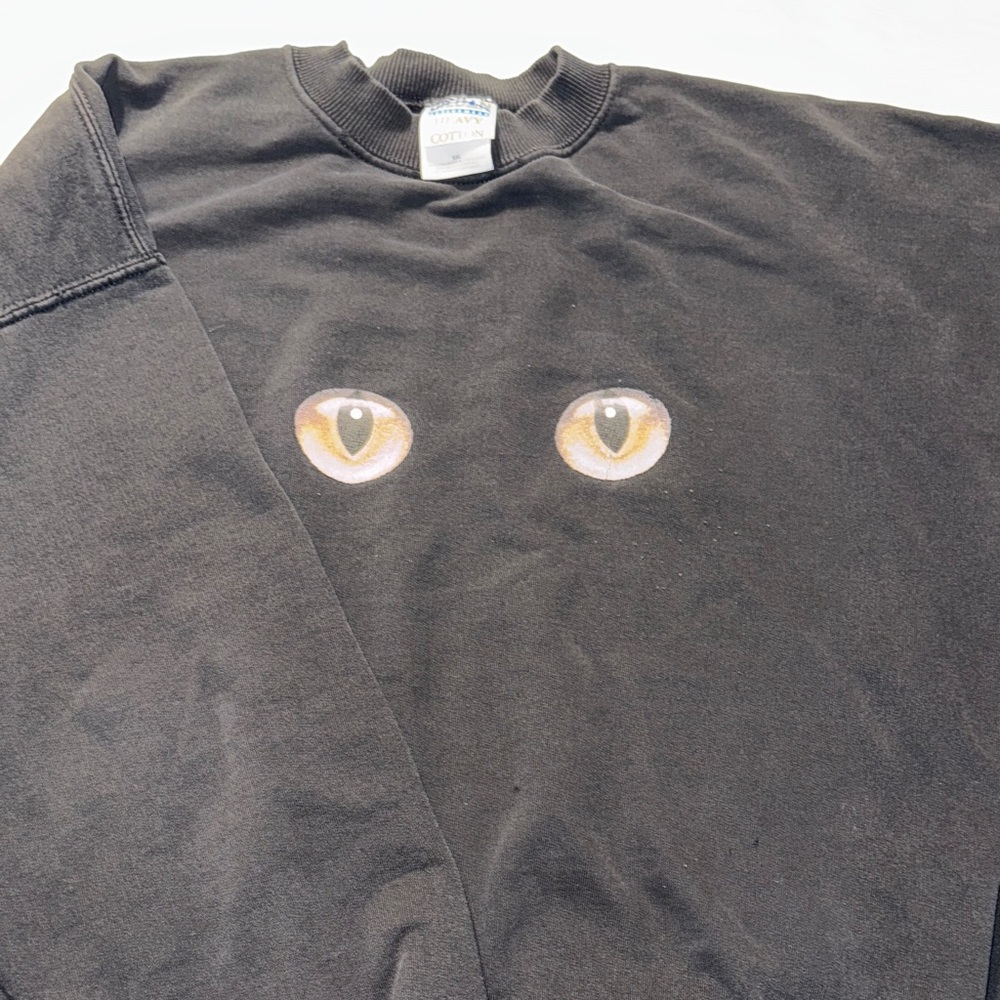 Gildan Blue Bar on a Black Sweatshirt with Cat Eye‎ Graphic
